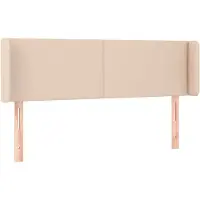 vidaXL Hoofdbord met randen 147x16x78/88 cm kunstleer cappuccinokleur