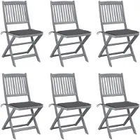 vidaXL Tuinstoelen 6 st inklapbaar met kussens massief acaciahout