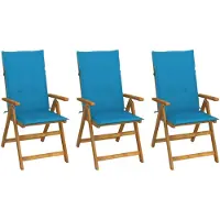 vidaXL Klapstoelen, set van 3 met kussens, gemaakt van massief acaciahout