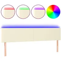 vidaXL Hoofdbord LED 180x5x78/88 cm kunstleer crèmekleurig