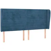 vidaXL Hoofdbord met randen 183x23x118/128 cm fluweel donkerblauw