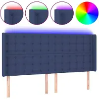 vidaXL Hoofdbord LED 203x16x118/128 cm stof blauw