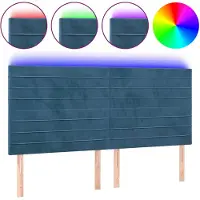 vidaXL Hoofdbord LED 200x5x118/128 cm fluweel donkerblauw