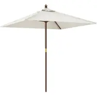 vidaXL Parasol met houten paal 198x198x231 cm zandkleurig