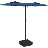 vidaXL Parasol dubbel dak met LED 316x145 cm azuurblauw