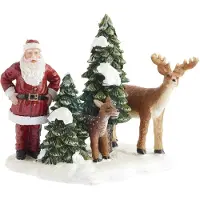 Luville Kerstfiguur kerstman met herten 8,5x8x8,5 cm