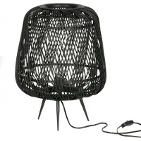 WOOOD Exclusive Tafellamp 'Moza' Gevlochten bamboe / rotan, kleur Zwart