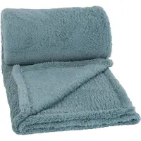 Clarysse Long Fur Fleece Plaid - Mineraal blauw