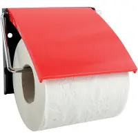 Spirella MSV Toiletrolhouder wand/muur - metaal met kunststof afdekklepje - rood - Toiletrolhouders
