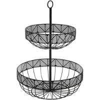 5 Five 2-laags metalen fruitmand - Zwart, 30 cm