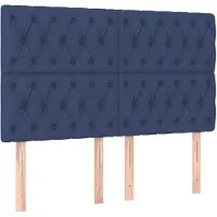vidaXL Hoofdbord blauw 144x7x118/128 cm stof