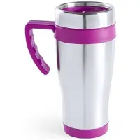 Carson RVS thermosbeker/warmhoud koffiebeker - paars - 500 ml - Isoleerbeker - Thermosbeker