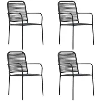 vidaXL Tuinstoelen 4 st katoenen touw en staal zwart