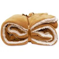 Unique living Lars coral fleece/suede plaid 150x200cm Honey