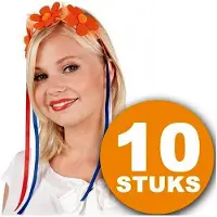 Boland Oranje Feestkleding 10 stuks Oranje Tiara met Bloemen Feestkleding EK/WK Voetbal