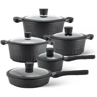 Edenberg Black Line - 10-delige Luxe Pannenset van Gesmeed Aluminium