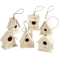 Rayher Hobby 6x Houten hobby knutsel vogelhuisje 7 cm - Hobbydecoratieobject