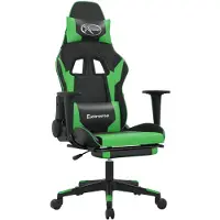 vidaXL Gaming stoel met voetsteun, zwart en groen, kunstleer