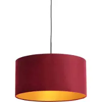 QAZQA Hanglamp met velours kap rood met goud 50 cm - Combi