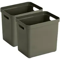 Sunware 2x stuks donkergroene opbergboxen/opbergmanden 25 liter kunststof - Opbergbox