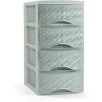 Forte Plastics Plasticforte Ladeblokje/bureau organizer 4x lades - mintgroen - L18 x B25 x H33 cm - Ladeblok
