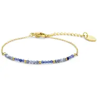 CO88 Collection 8CB-91303 Kralen Armbandje - Armband - Kraaltjes - 2mm - 16,5+3cm - Blauw - Goudkleurig