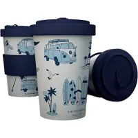 Puckator Reisbeker/Travel Cup - Volkswagen T1 Camper Explore More - RPET & Siliconen - Donkerblauw - 400ml