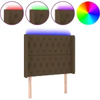 vidaXL Hoofdbord LED 103x16x118/128 cm stof donkerbruin