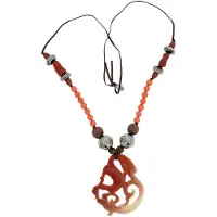 Behave - Lange ketting dames - Boho etnische stijl - Oranje bruin - 90 cm