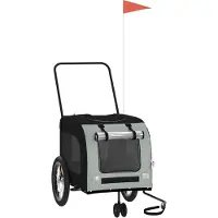 vidaXL Hondenfietstrailer oxford stof en ijzer zwart en grijs