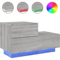 vidaXL Nachtkastje met LED-verlichting 70x36x40,5 cm grijs sonoma