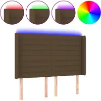 vidaXL Hoofdbord LED 147x16x118/128 cm stof donkerbruin