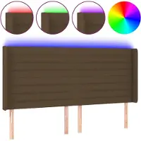 vidaXL Hoofdbord LED 163x16x118/128 cm stof donkerbruin