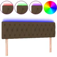 vidaXL Hoofdbord LED 160x7x78/88 cm stof donkerbruin