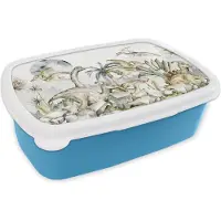 MuchoWow Broodtrommel Blauw - Lunchbox - Brooddoos - Dinosaurus - Kinderen - Jungle - Groen - Dieren - Natuur - 18x12x6 cm - Kinderen - Jongen