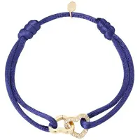 Yehwang Satijnen armband Double Heart Sparkle - Verstelbaar - One Size - Kobalt Blauw - NEW
