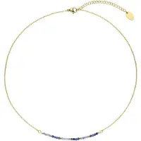 CO88 Collection 8CN-26423 Kralen Ketting - Collier - Kralen - 2,2mm - Ankerschakel - 1,2mm - 40+5cm - Blauw - Wit - Goudkleurig