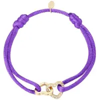 Yehwang Satijnen armband Double Heart Sparkle - Verstelbaar - One Size - Paars - NEW