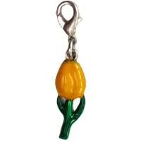 Zeeuws Meisje clip met hollandse bedel verzilverd tulpje geel, voor bedelarmband of tas.