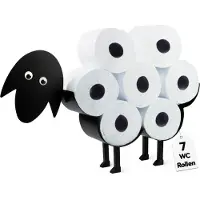 GADGY WC Rolhouder Zwart Schaap - Reserverolhouder - Toiletrolhouder zwart - Handdoekrek – Vaderdag Cadeau - Metaal
