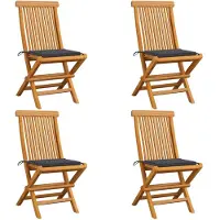 vidaXL Tuinstoelen 4 st met antracietkleurige kussens massief teakhout
