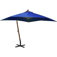 vidaXL Zweefparasol met paal 3x3 m massief vurenhout azuurblauw