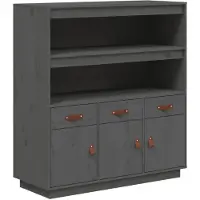 vidaXL Hoge kast 100x40x108,5 cm massief grenenhout grijs
