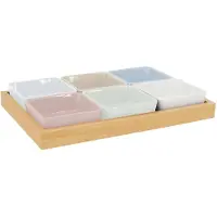 REMEMBER Schalenset met Houten Dienblad Pastel (Set van 7)
