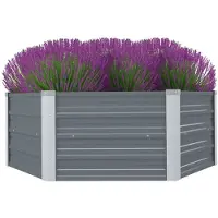 vidaXL Verhoogde plantenbak, 129 x 129 x 45 cm, verzinkstaal, grijs