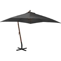 vidaXL Zweefparasol met paal 3x3 m massief vurenhout antracietkleurig