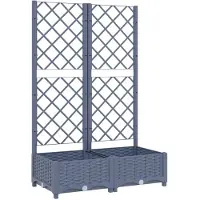 vidaXL Plantenbak met trellis blauwgrijs 80x40x121,5 cm PP