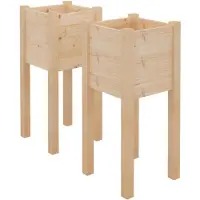 vidaXL Plantenbakken 2 st 31x31x70 cm massief grenenhout