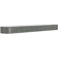 vidaXL Plantenbak 440x80x36 cm gegalvaniseerd staal grijs