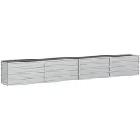 vidaXL Plantenbak verhoogd 320x40x45 cm gegalvaniseerd staal zilver